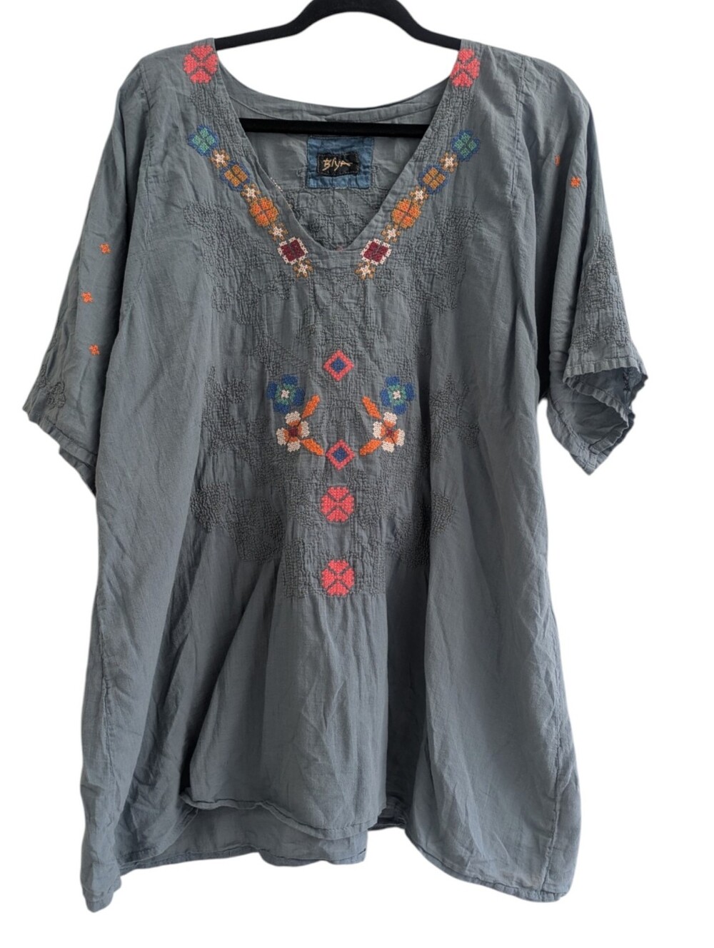 Biya Johnny Was Blue Floral Embroidered Top